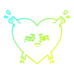 cold gradient line drawing cartoon heart