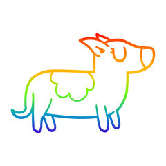 rainbow gradient line drawing cartoon happy dog