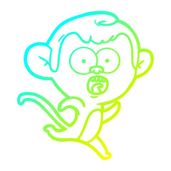 cold gradient line drawing cartoon shocked monkey