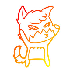 warm gradient line drawing clever cartoon fox