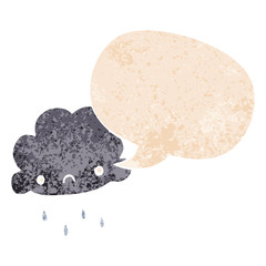 cartoon storm cloud and speech bubble in retro textured style