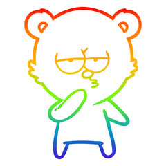 rainbow gradient line drawing bored polar bear cartoon