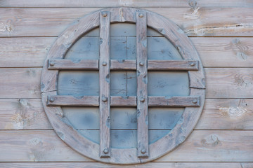 circle wooden window decoration closeup