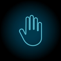 hand stop neon icon. Simple thin line, outline vector of universal icons for UI and UX, website or mobile application