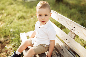 Wonderful little boy smile at summer
