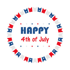 4th of july, independence day in the USA vector illustration, garlands and stars round frame.
