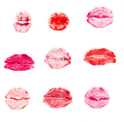 Lipstick kiss isolated on white background