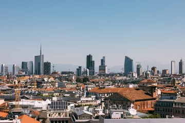 Foto op Canvas Panoramic view of Milan city with modern buildings from Milan Cathedral © TravelFlow