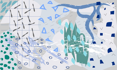 Creative artistic background. Hand drawn textures. Trendy Graphic Design for banner, poster, card, cover, invitation, placard, brochure or header.