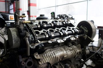 Plakat V8 car engine close-up
