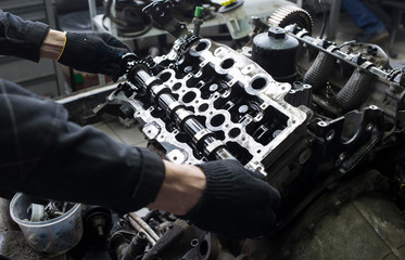 V8 car engine close-up