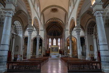 Fototapeta na wymiar Panoramic view of interior of Santa Maria dei Servi
