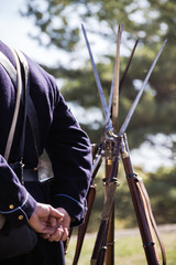 Soldier and rifles