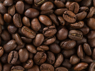 Background of roasted coffee beans.
