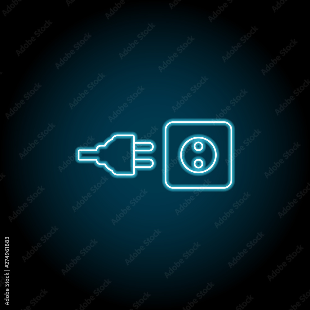 Poster electrical plug neon icon. simple thin line, outline vector of universal icons for ui and ux, websit