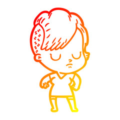 warm gradient line drawing cartoon woman