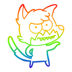 rainbow gradient line drawing cartoon grinning fox