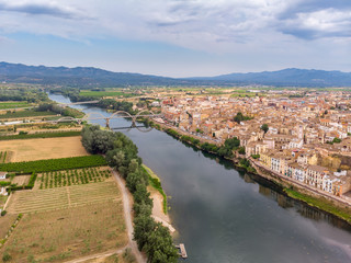 View of Mora D'Ebre, Catalonia, Spain. Drone aerial photo