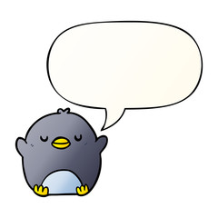 cute cartoon penguin and speech bubble in smooth gradient style