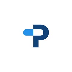 p letter pill logo vector icon illustration - obrazy, fototapety, plakaty