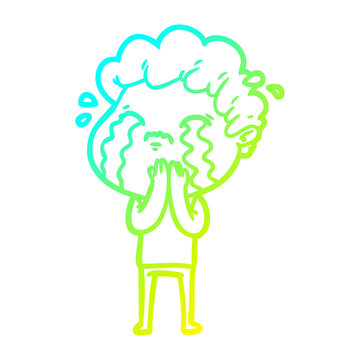 recommend clip art: cold gradient line drawing cartoon man crying