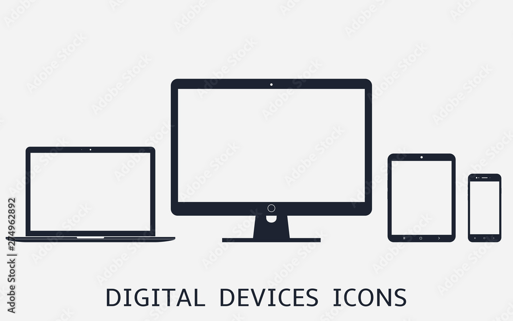 Poster set of digital devices icons vector illustration of responsive web design