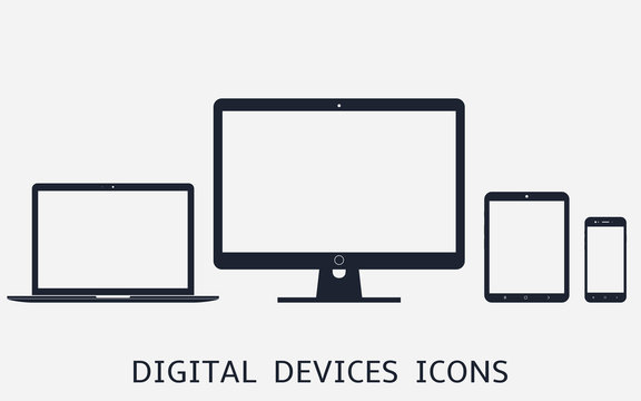Set of digital devices icons vector illustration of responsive web design
