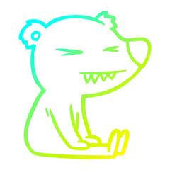 cold gradient line drawing angry polar bear cartoon
