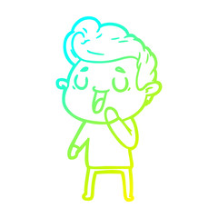 cold gradient line drawing happy cartoon man