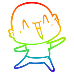 rainbow gradient line drawing happy cartoon bald man