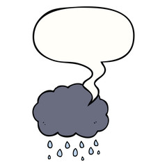 cartoon cloud raining and speech bubble