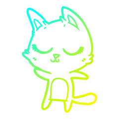 cold gradient line drawing calm cartoon cat