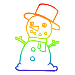 rainbow gradient line drawing cartoon snowman