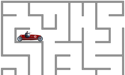 Business people trying to escape from maze labyrinth