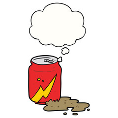 cartoon soda can and thought bubble