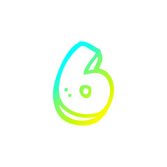 cold gradient line drawing cartoon number six