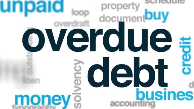 Overdue debt animated word cloud. Kinetic typography.