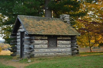 wood hut fall during the fall at Ville Forge - Philadelphia, PA