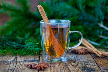 Hot cider with winter spices