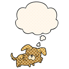 cartoon dog and thought bubble in comic book style