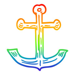 rainbow gradient line drawing cartoon ships anchor