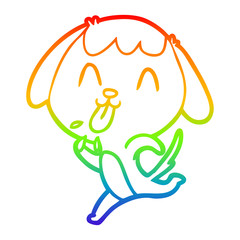 rainbow gradient line drawing cute cartoon dog