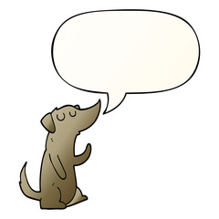 cartoon dog and speech bubble in smooth gradient style