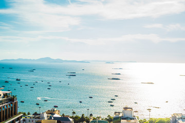 Pattaya, Thailand - April 30, 2019: Panoramic view of Pattaya city, Thailand
