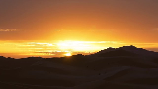 Beautiful sunrise in Erg Chebbi desert