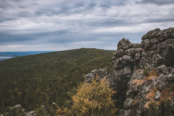 Fototapeta na wymiar Panorama of mountains scenes in national park Kachkanar, Russia