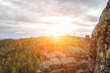 Fototapeta premium Closeup mountains scenes in national park Kachkanar, Russia, Europe