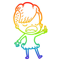 rainbow gradient line drawing cartoon cool hipster girl talking
