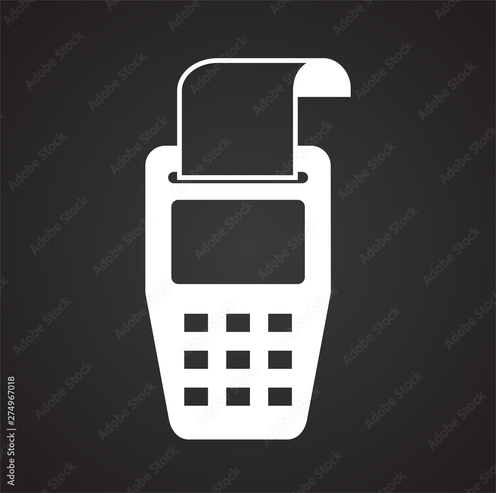 Poster pos terminal icon on background for graphic and web design. simple illustration. internet concept sy