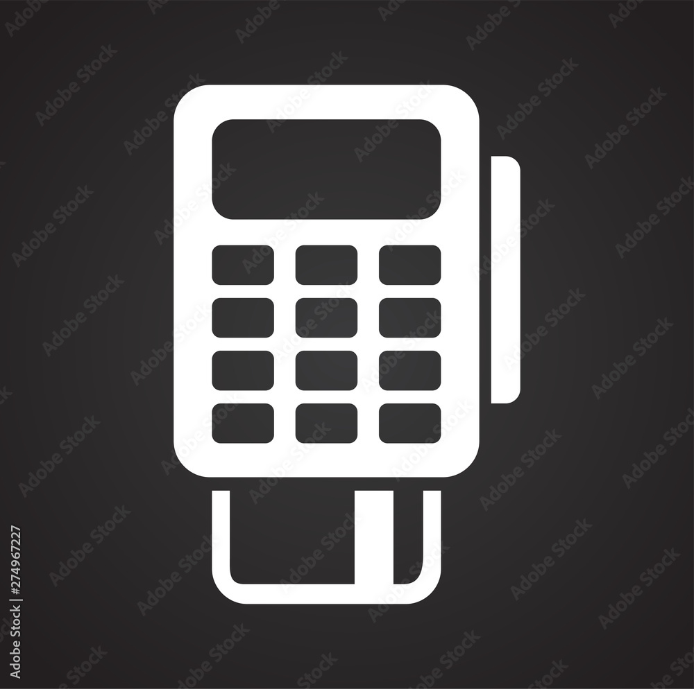 Poster pos terminal icon on background for graphic and web design. simple illustration. internet concept sy